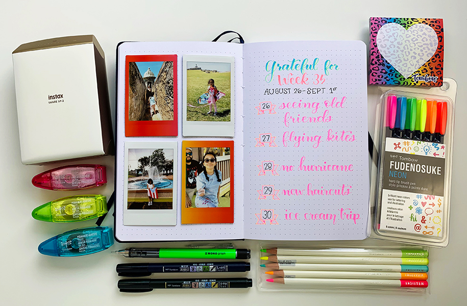 Use photos on your gratitude journal! The Tombow Mini Glue Tape is the perfect adhesive for photos. #tombow 