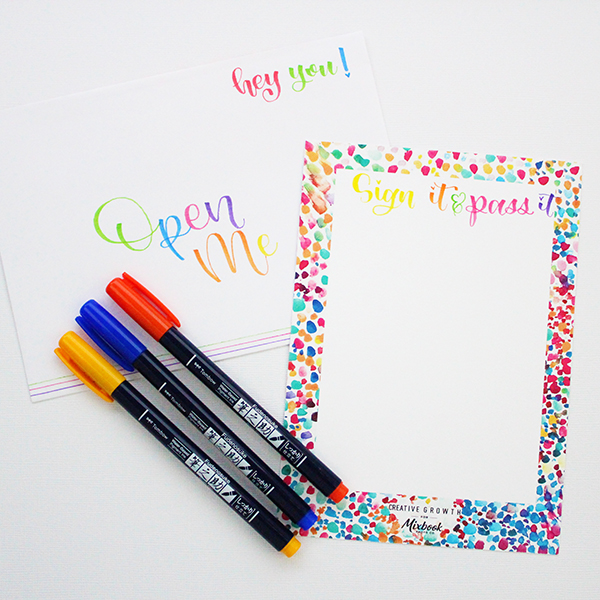 Spread kindness and color with Mixbook Cards and the NEW Tombow Fudenosuke Color Brush Pens! #Tombow #Mixbook #Lettering