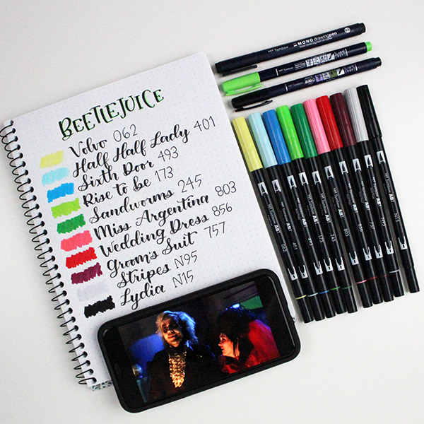 Tombow Color Palettes Inspired by the movie Beetlejuice. #tombow #tombowdualbrushpens