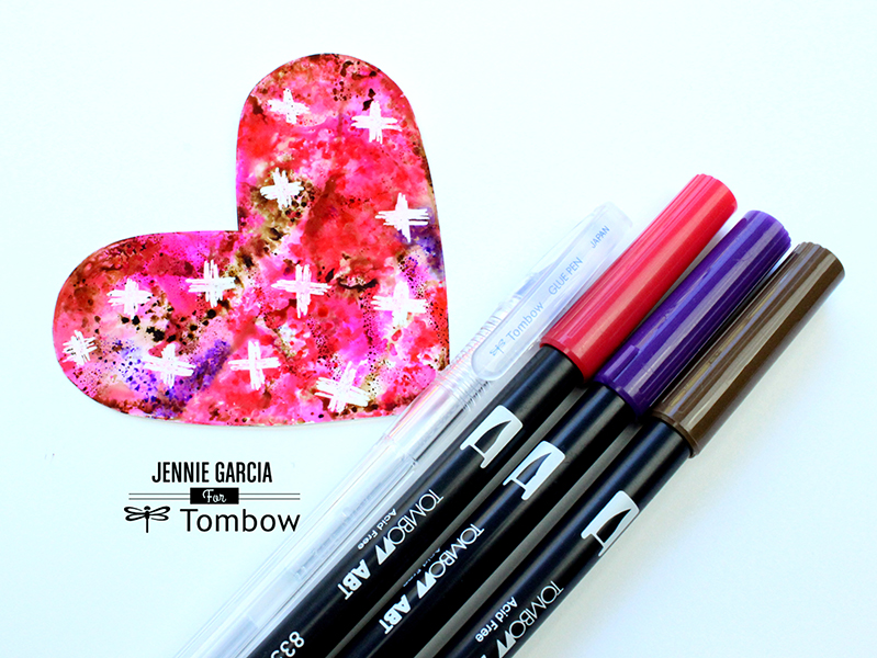 Valentine's Day Mail Art made by @jenniegarcian using @tombowusa products.