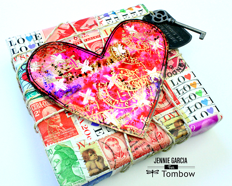 Valentine's Day Mail Art made by @jenniegarcian using @tombowusa products.