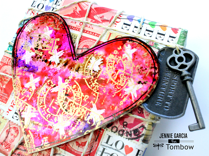 Valentine's Day Mail Art made by @jenniegarcian using @tombowusa products.