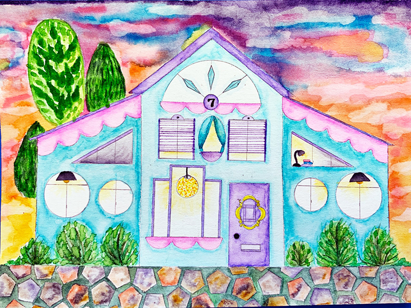 Find out how to make a cute watercolor house with Tombow Dual Brush Pens. #tombow