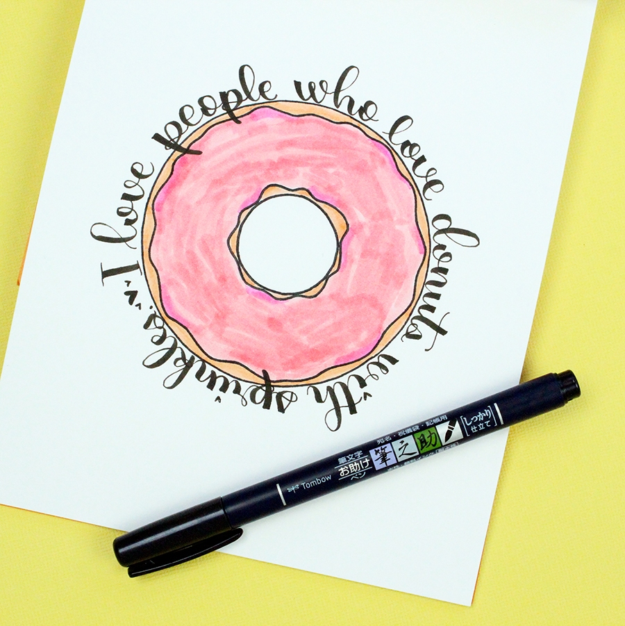 Follow this easy tutorial to make your own yummy love donut lettering using Tombow USA products! #tombow #lettering