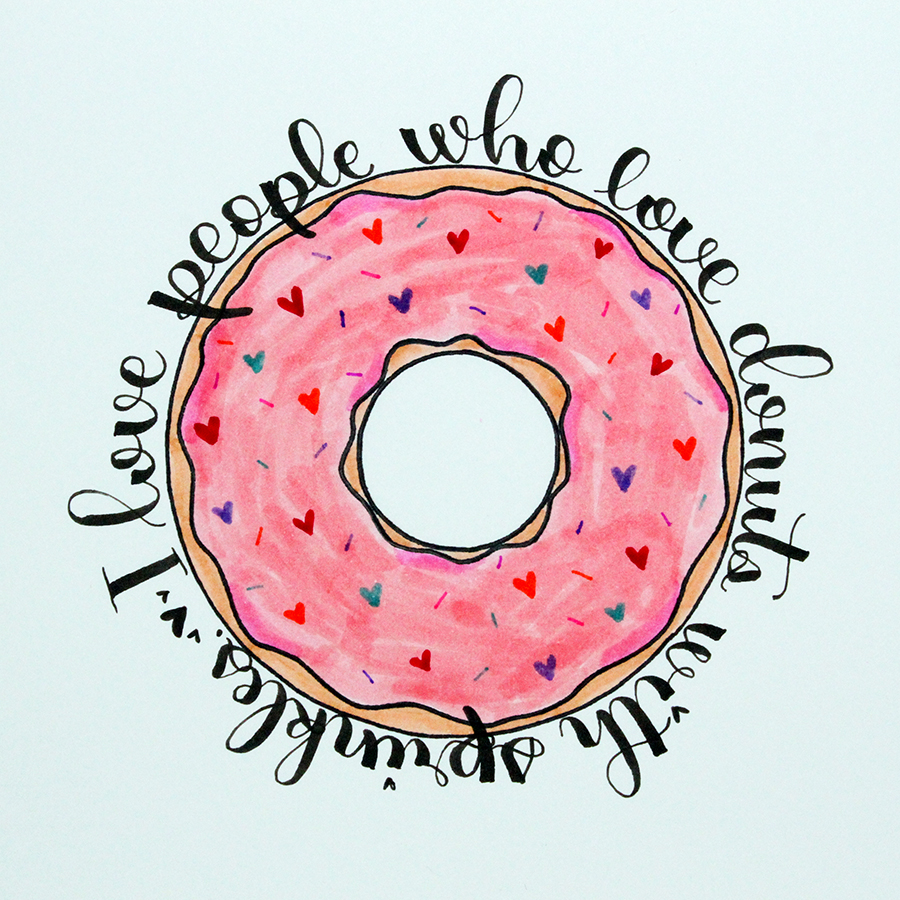 Follow this easy tutorial to make your own yummy love donut lettering using Tombow USA products! #tombow #lettering