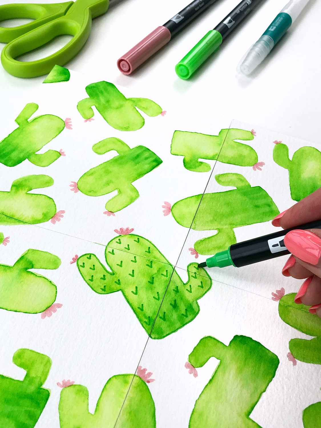 Turn the Cactus Emoji Into a Repeat Pattern by Jessica Mack on behalf of Tombow