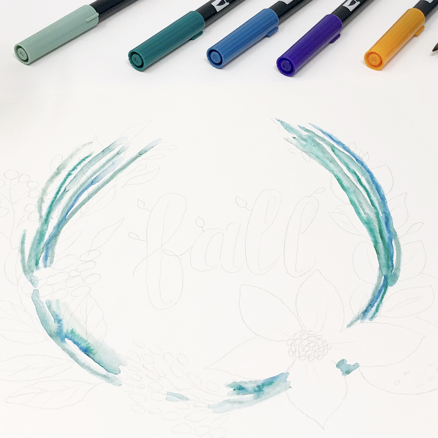 Draw a Fall Wreath in Jewel Tones by Jessica Mack on behalf of Tombow