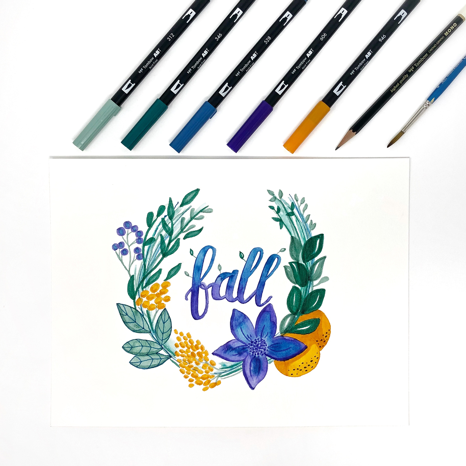 Draw a Fall Wreath in Jewel Tones by Jessica Mack on behalf of Tombow