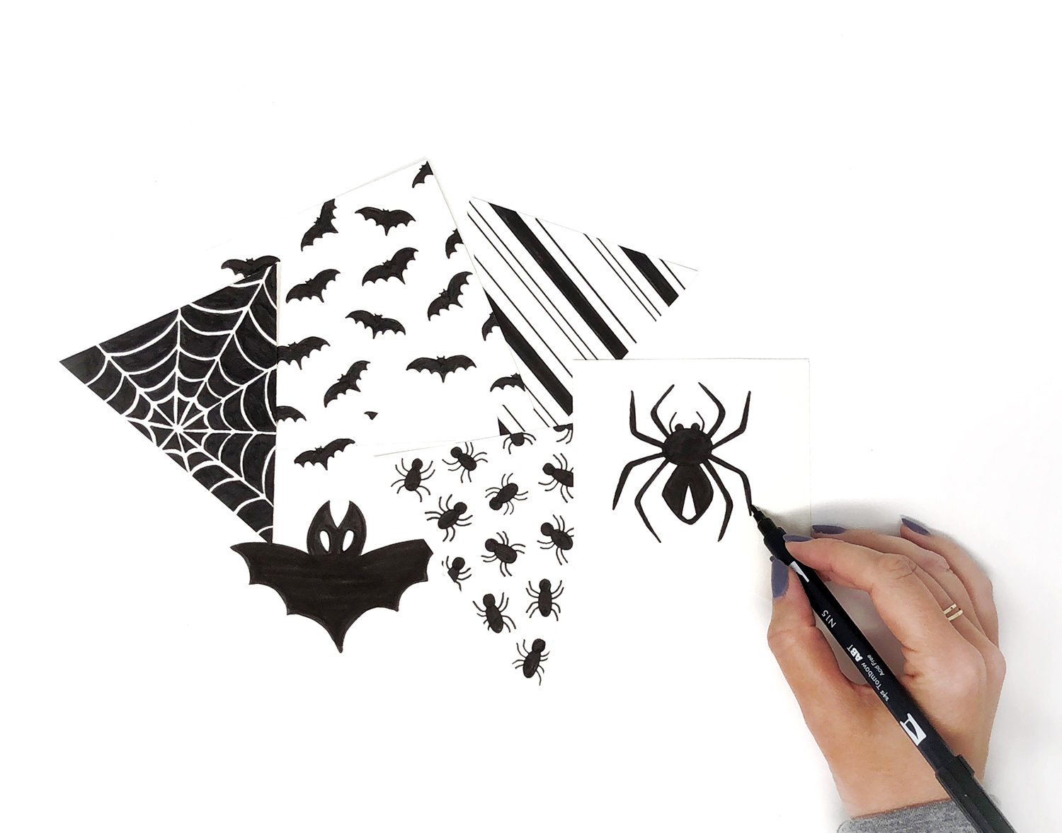 DIY Black and White Halloween Banner by Jessica Mack on behalf of Tombow