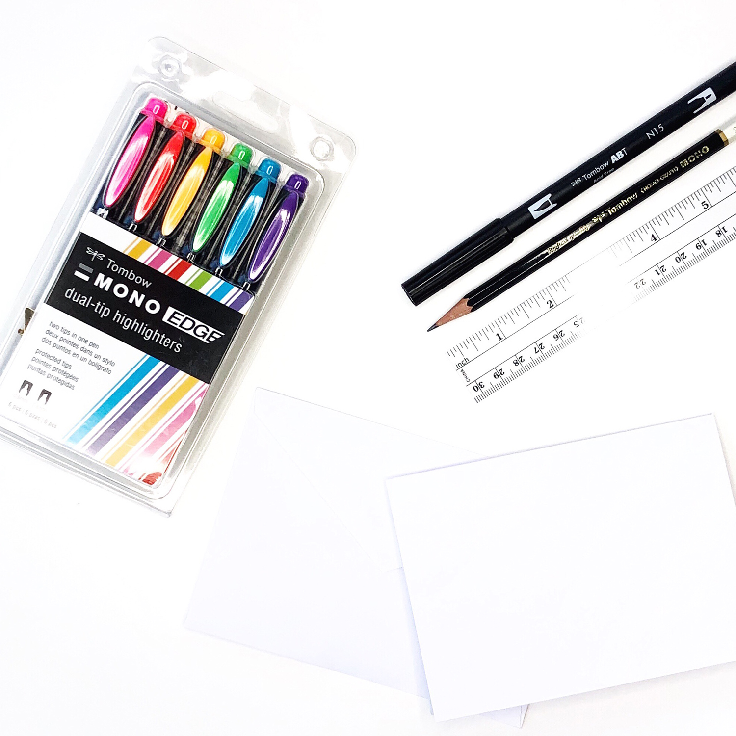 Create bright summer mail art with Tombow MONO Edge Highlighters by Jessica Mack