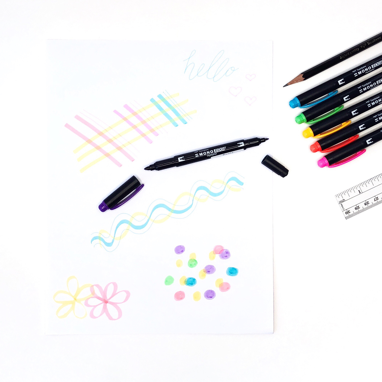 Create bright summer mail art with Tombow MONO Edge Highlighters by Jessica Mack