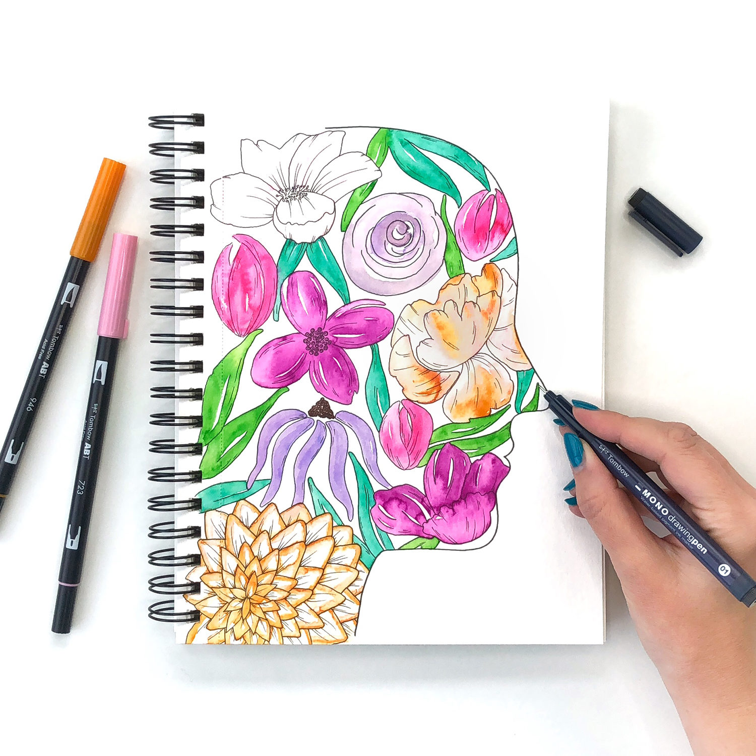 Create a Floral Self-Portrait with Jessica Mack on behalf of Tombow