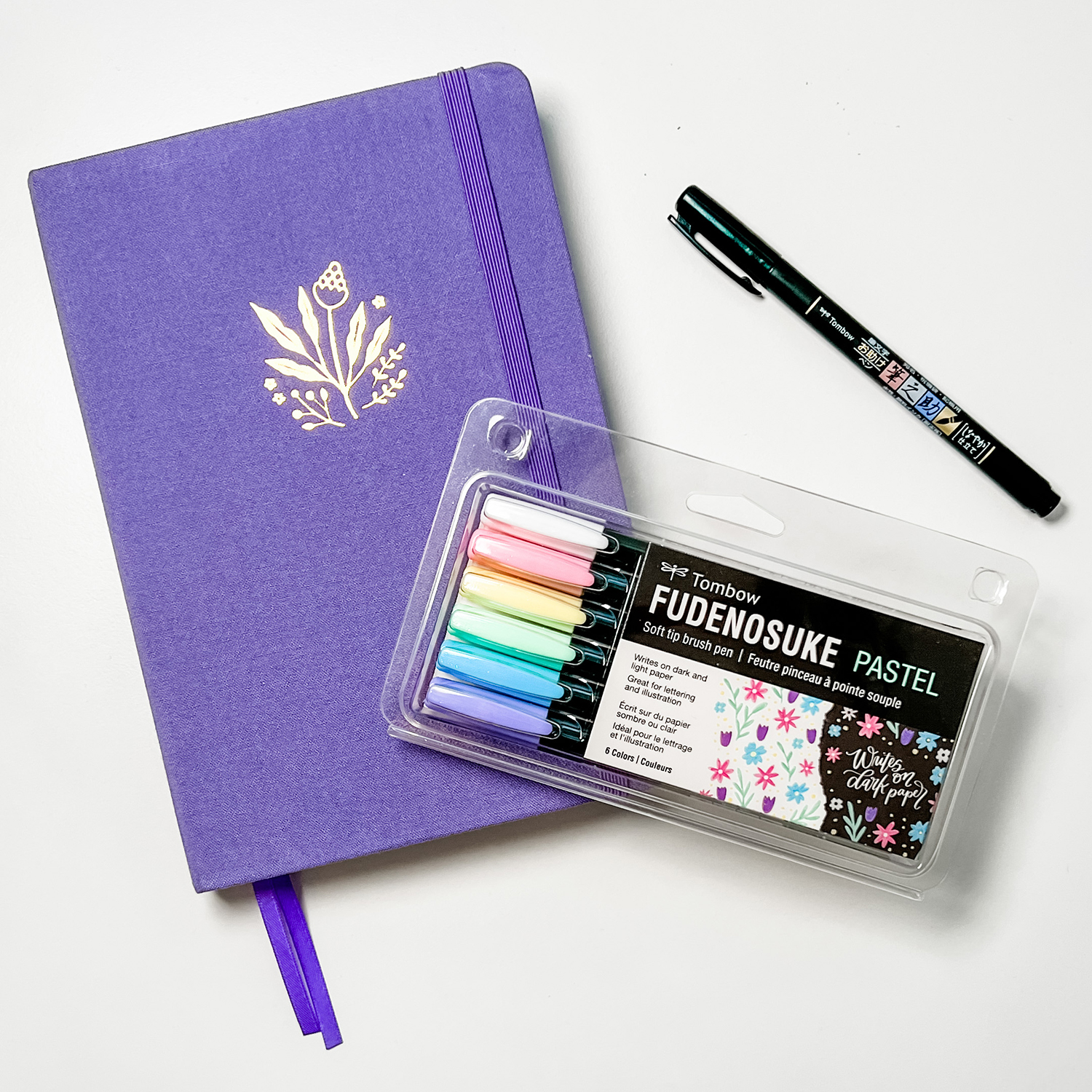 Tombow Fudenosuke Pastel Brush Pen Set of 6