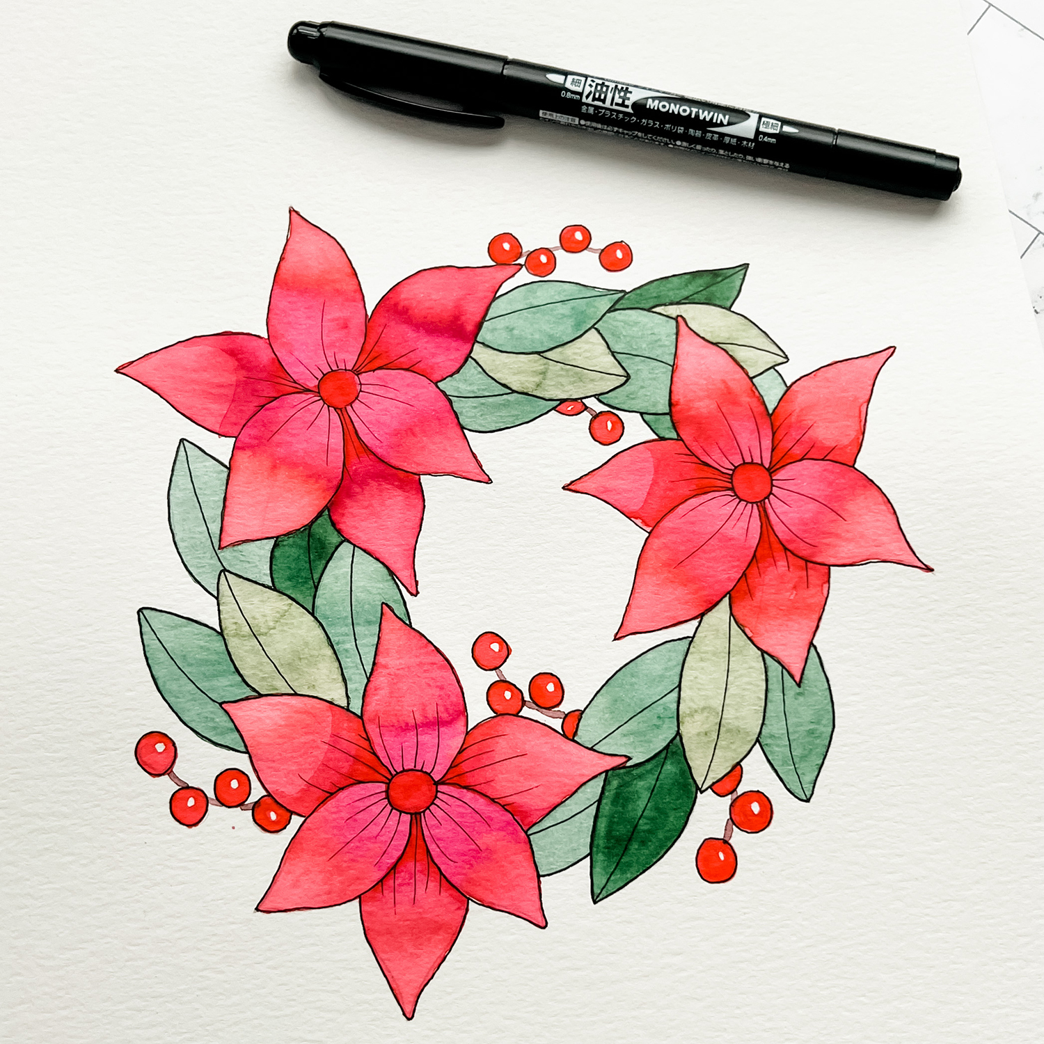 Watercolor Painting & Dip Pen Practice - Lyn's Paper Petunia