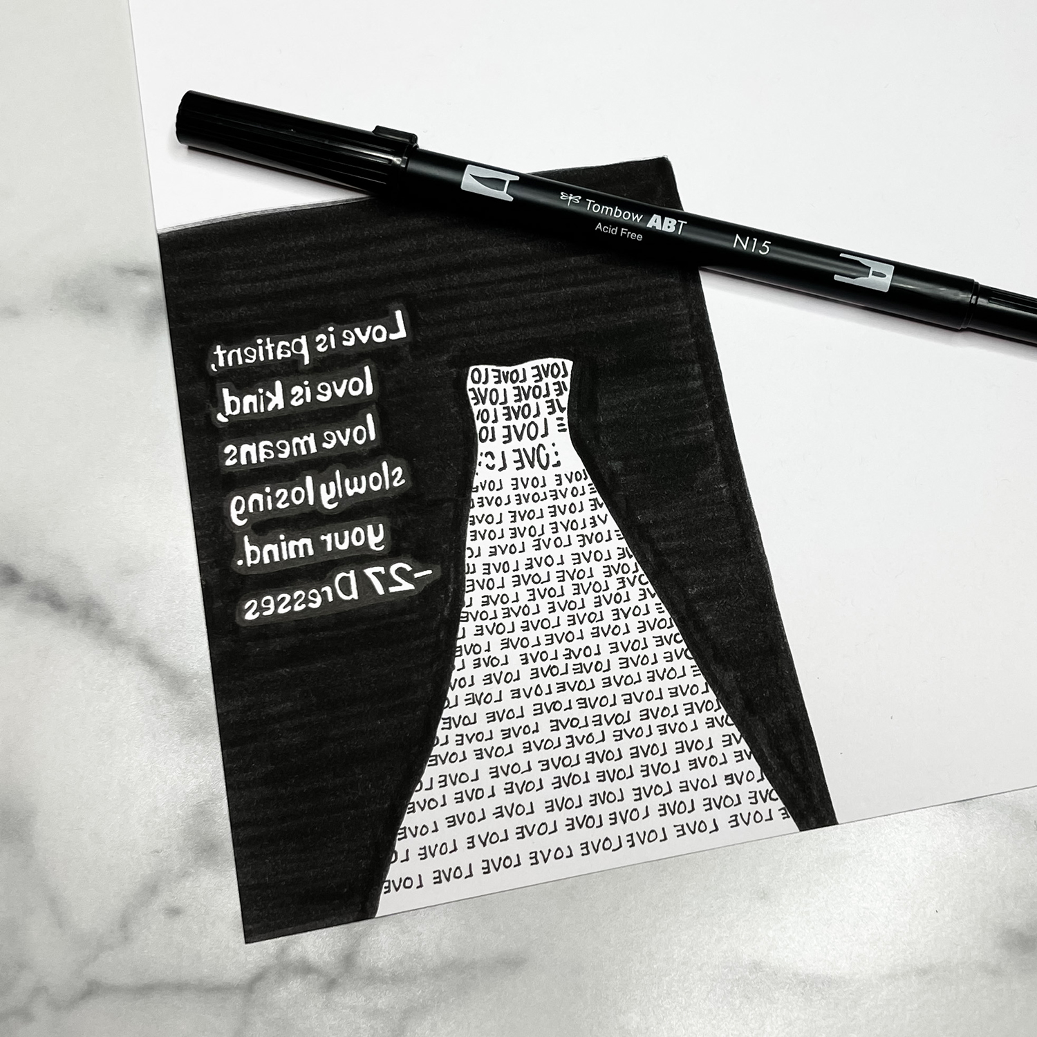 How to Write on Black Paper with Any Pen - A Black and White Christmas Card  - Tombow USA Blog