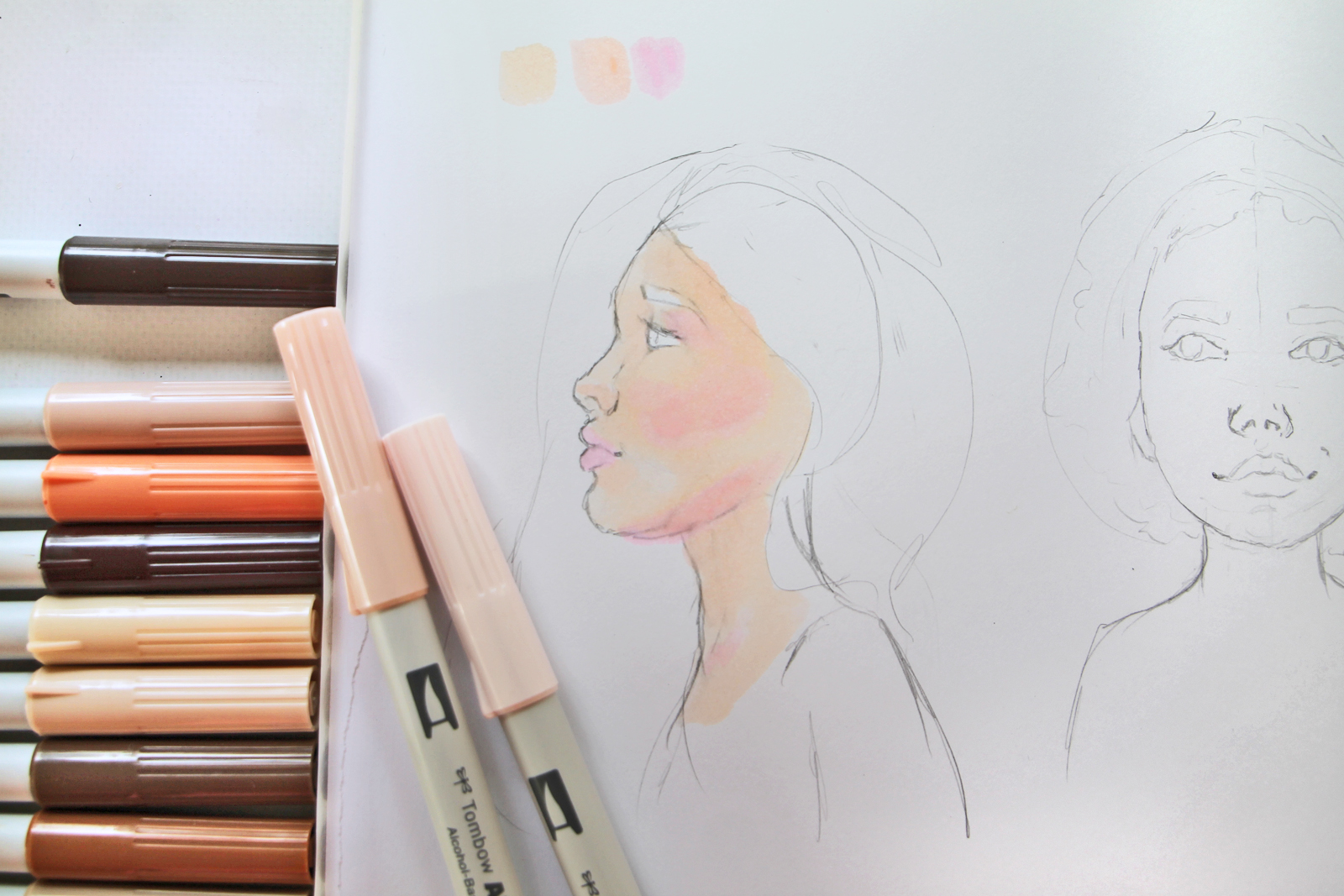 6 tips for coloring skin tones using @tombowusa 's new ABT PRO Alcohol Based Markers! Tutorial by @studiokatie #tombowusa #abtpro #tombowabtpro 