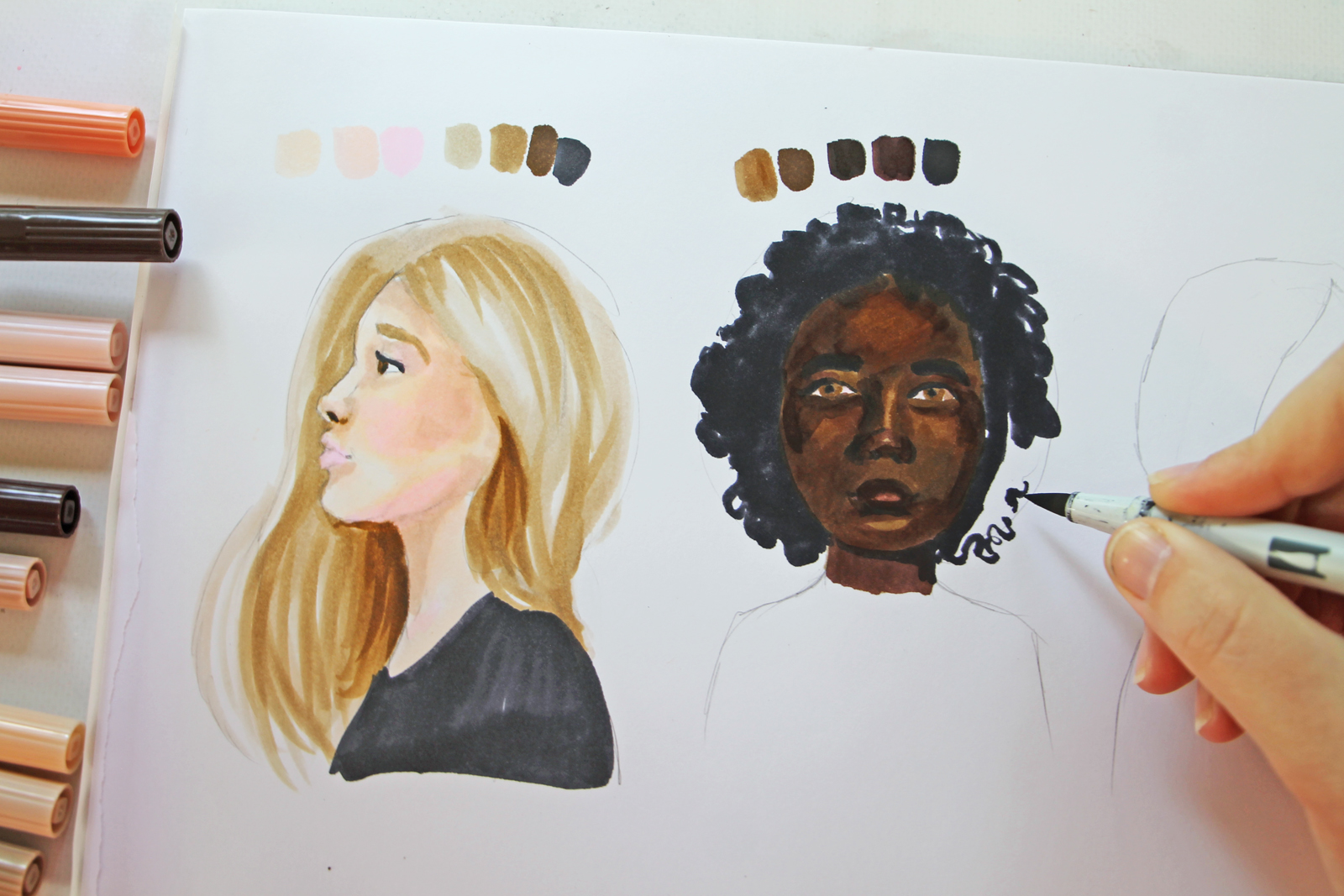 How To Color Skin with Alcohol Markers, Skin Tutorial