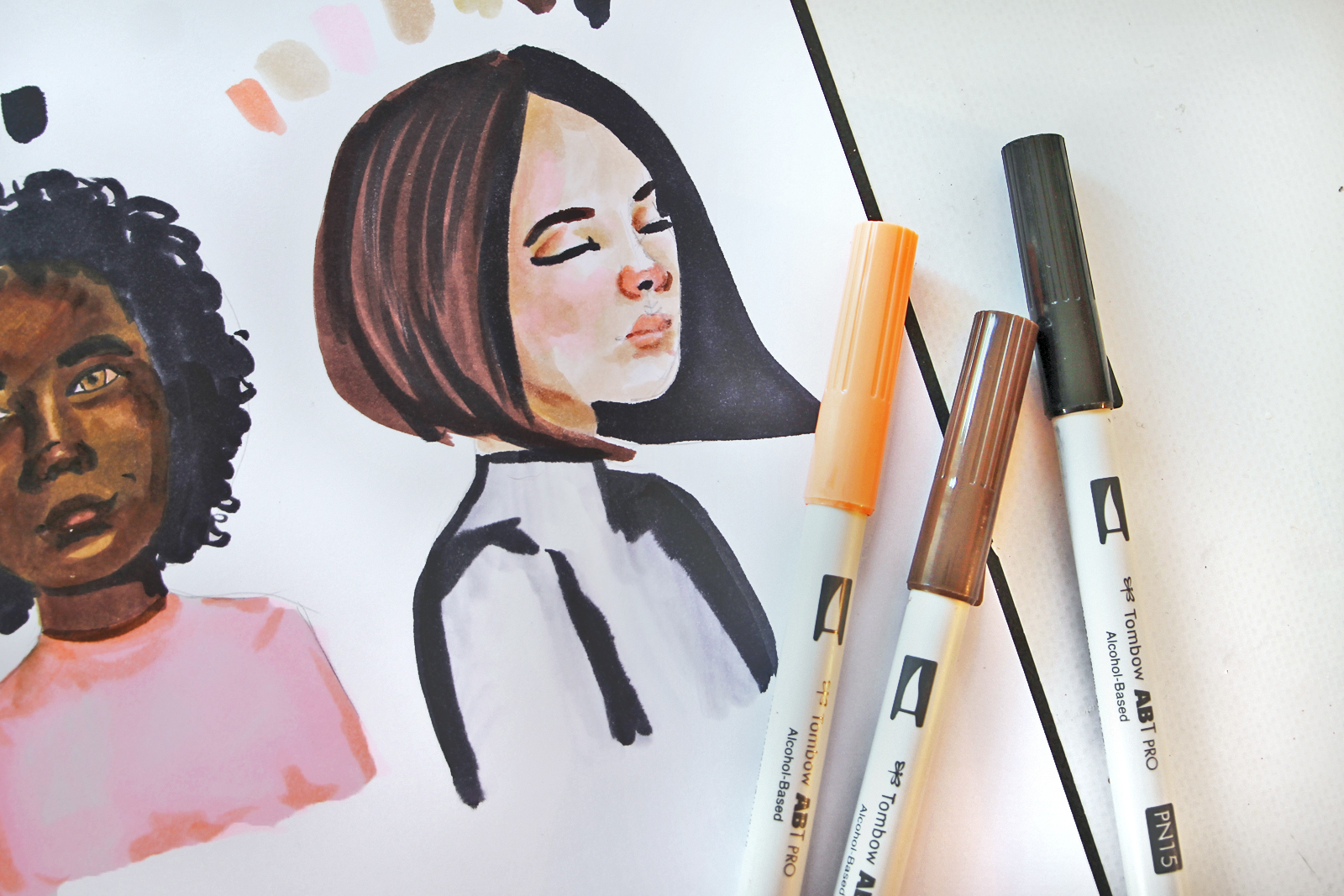 6 tips for coloring skin tones using @tombowusa 's new ABT PRO Alcohol Based Markers! Tutorial by @studiokatie #tombowusa #abtpro #tombowabtpro 