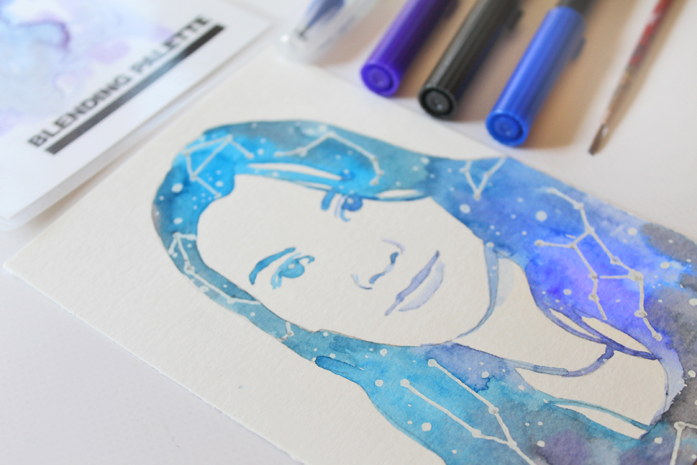 Learn how to paint a Watercolor Constellation Portrait using this tutorial by @studiokatie & @tombowusa