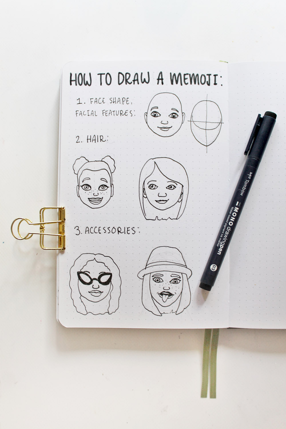 Learn how to doodle a Memoji in your journal using this easy tutorial by @studiokatie on the @tombowusa blog! #memoji #tombowusa #doodle #doodletutorial