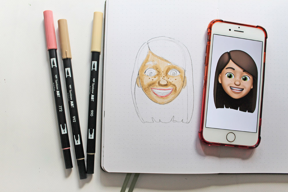 Learn how to doodle a Memoji in your journal using this easy tutorial by @studiokatie on the @tombowusa blog! #memoji #tombowusa #doodle #doodletutorial