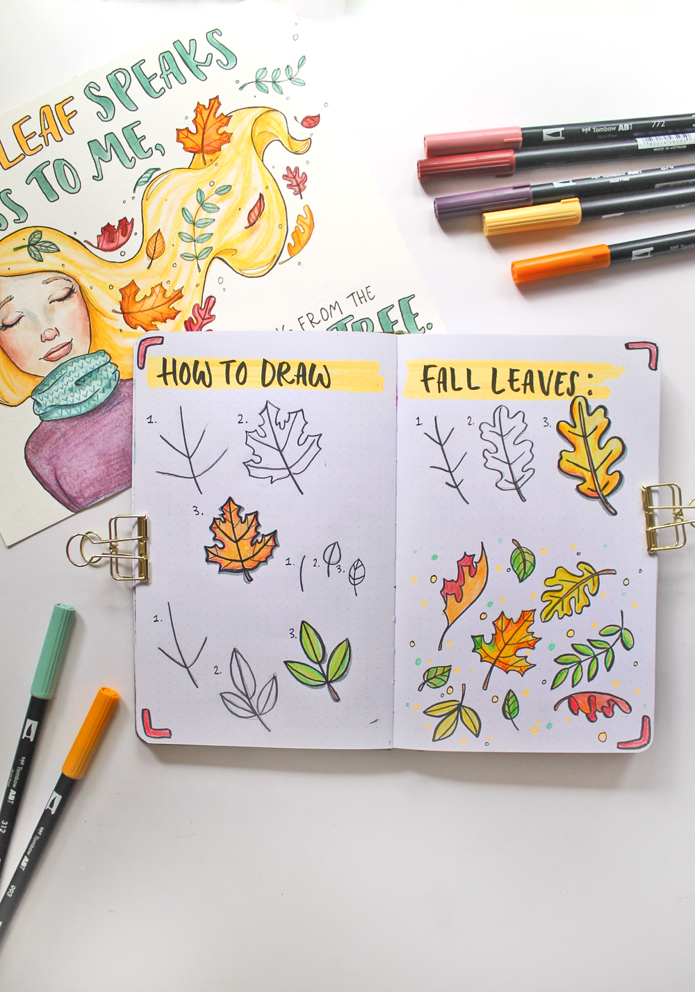 Drawing a fall leaf with brush pens, when using brush pens I just add the  colors in the beginning without worrying too much about how it…