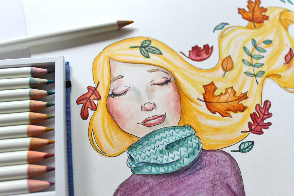Draw Fall Leaves and make a cute Autumn Illustration
