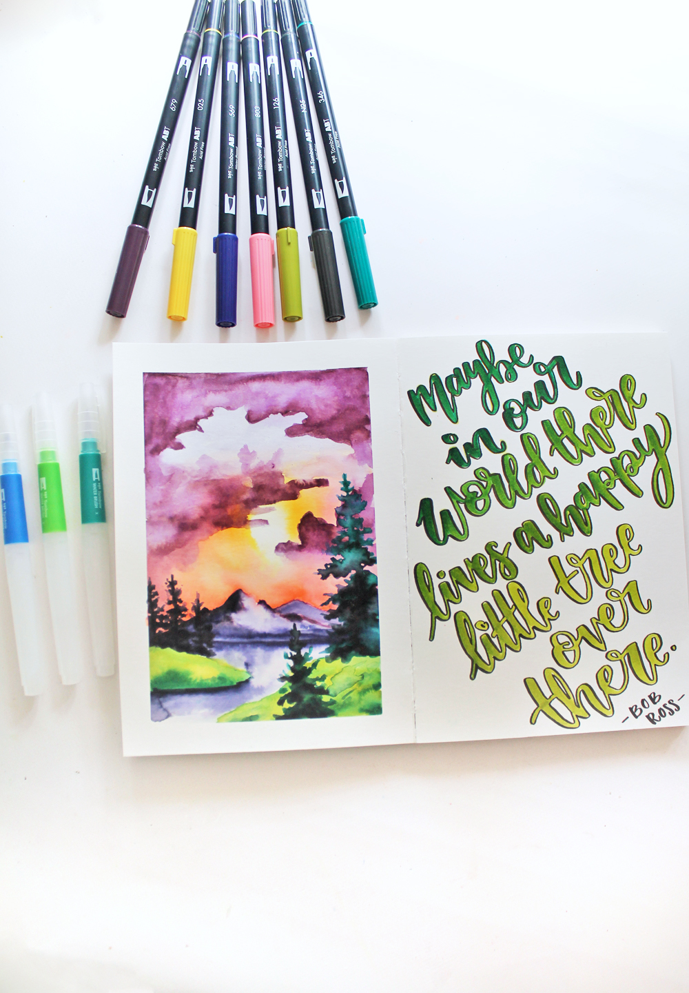 Martin Luther King Junior Is Verbeteren How to Paint like Bob Ross Using Dual Brush Pens - Tombow USA Blog