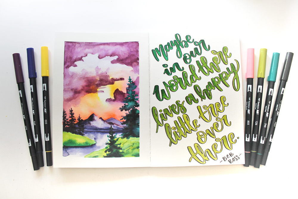 How to Paint like Bob Ross using Dual Brush Pens! tutorial by @studiokatie for @tombowusa