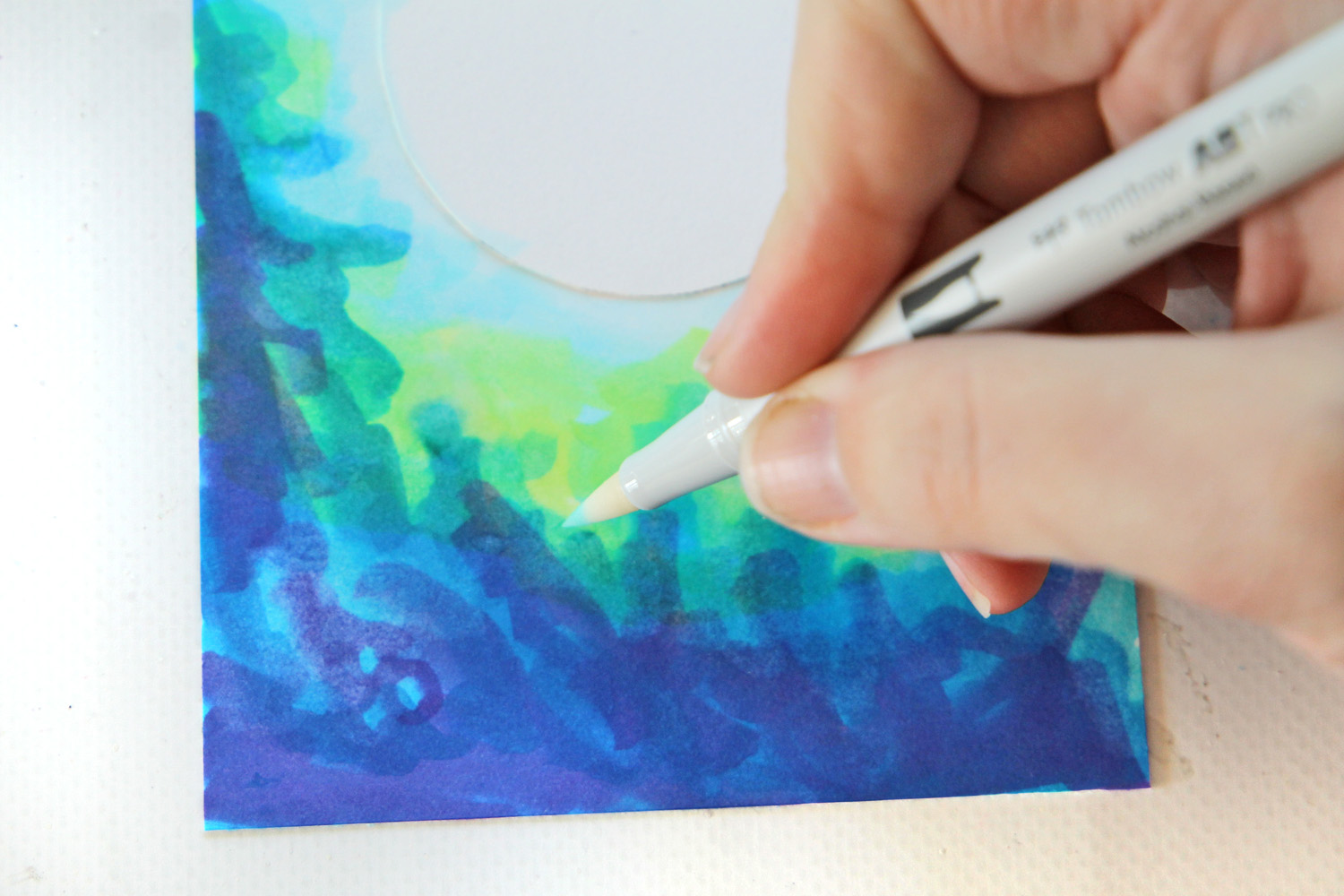Learn how to color a galaxy using @tombowusa ABT PRO Markers and create your own fun Space card! tutorial by @studiokatie on the #tombowusa blog. #tombow #galaxy #cardmaking