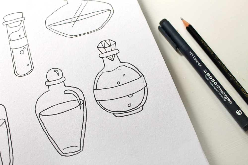 Learn how to draw potion bottles with @studiokatie & @tombowusa! #tombow #drawing #halloween