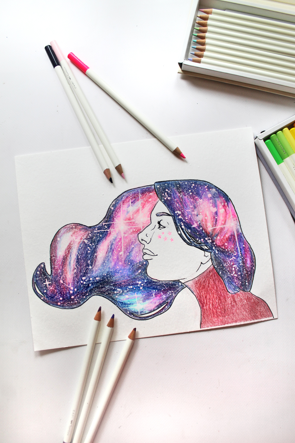 Galaxy Background Colored Pencil