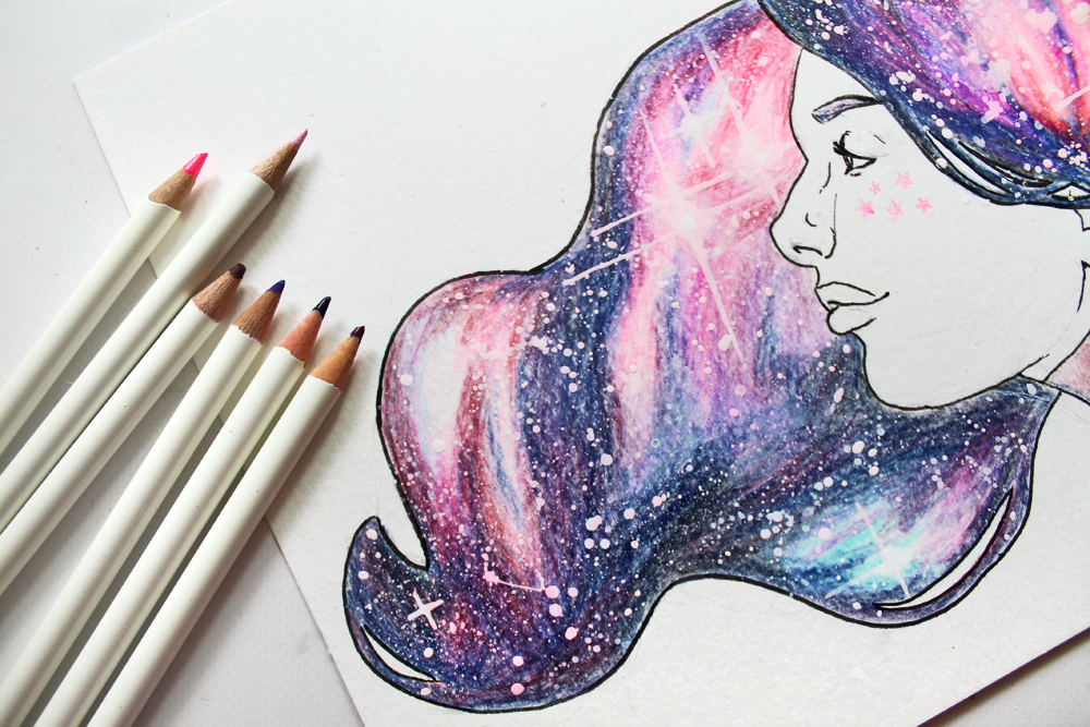 Galaxy Background Colored Pencil