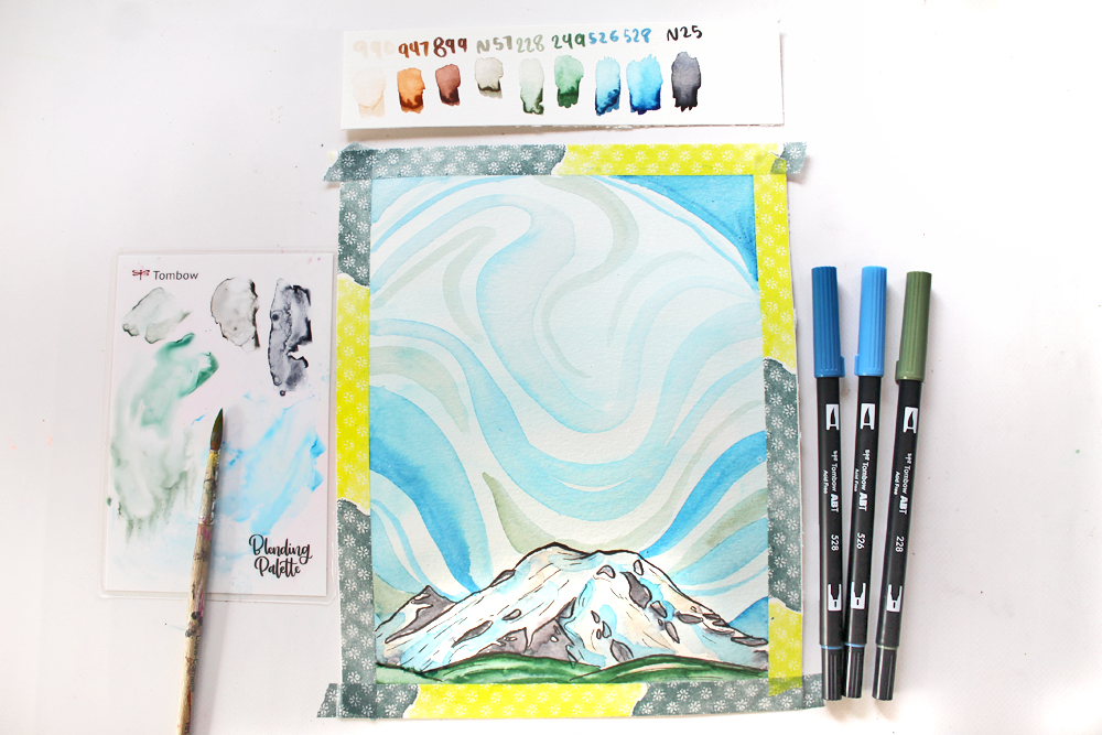 Learn how to create a piece of Mountain Inspired Art using Tombow's Landscape Dual Brush Pen Set and this tutorial by @studiokatie on the @tombowusa blog. #tombowusa #mountains #mountainart