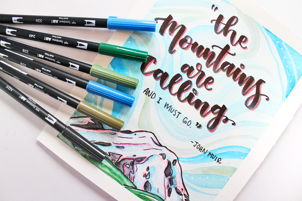 Learn how to create a piece of Mountain Inspired Art using Tombow's Landscape Dual Brush Pen Set and this tutorial by @studiokatie on the @tombowusa blog. #tombowusa #mountains #mountainart