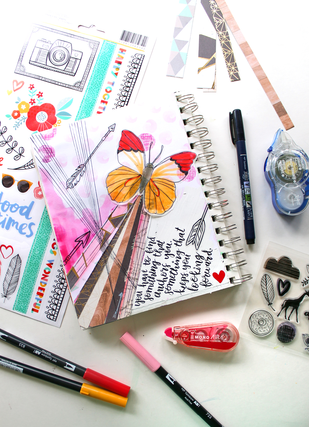 How To Art Journal with Scrapbook Supplies - Tombow USA Blog