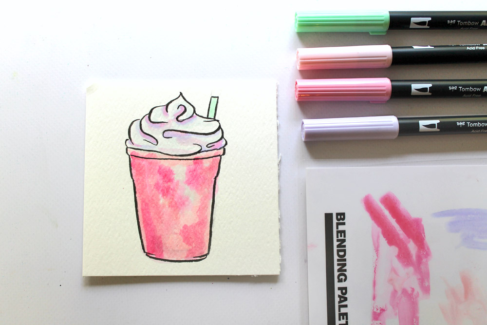 How to DIY a pink "Frappé Birthday" Card using this tutorial by @studiokatie for @tombowusa