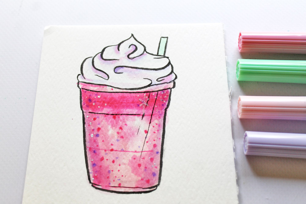 How to DIY a pink "Frappé Birthday" Card using this tutorial by @studiokatie for @tombowusa