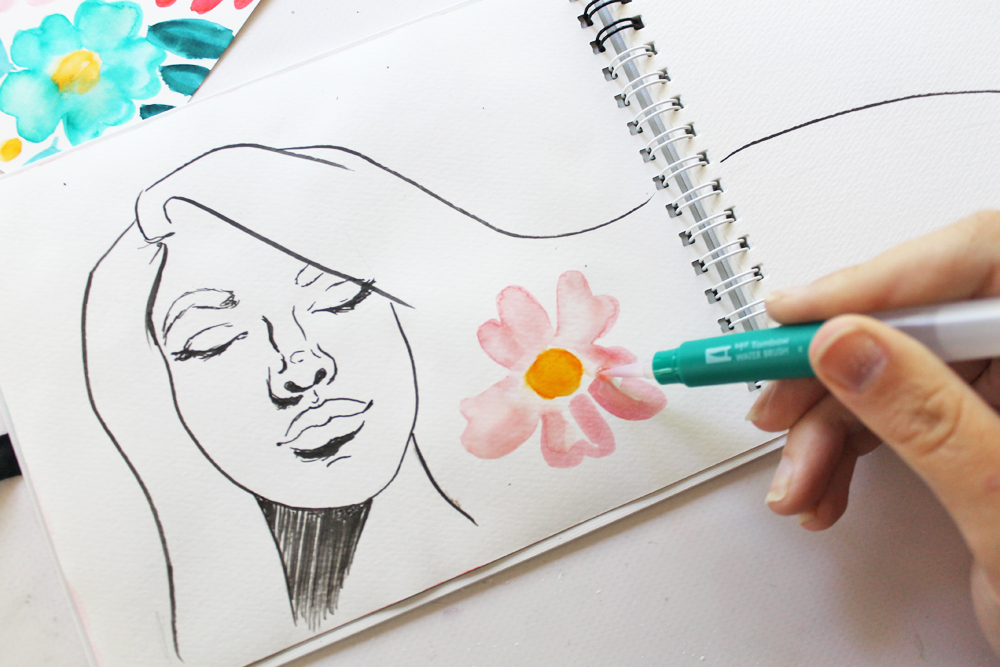 4 Tips for Water Brushes + Floral Art Journal Page - Tombow USA Blog