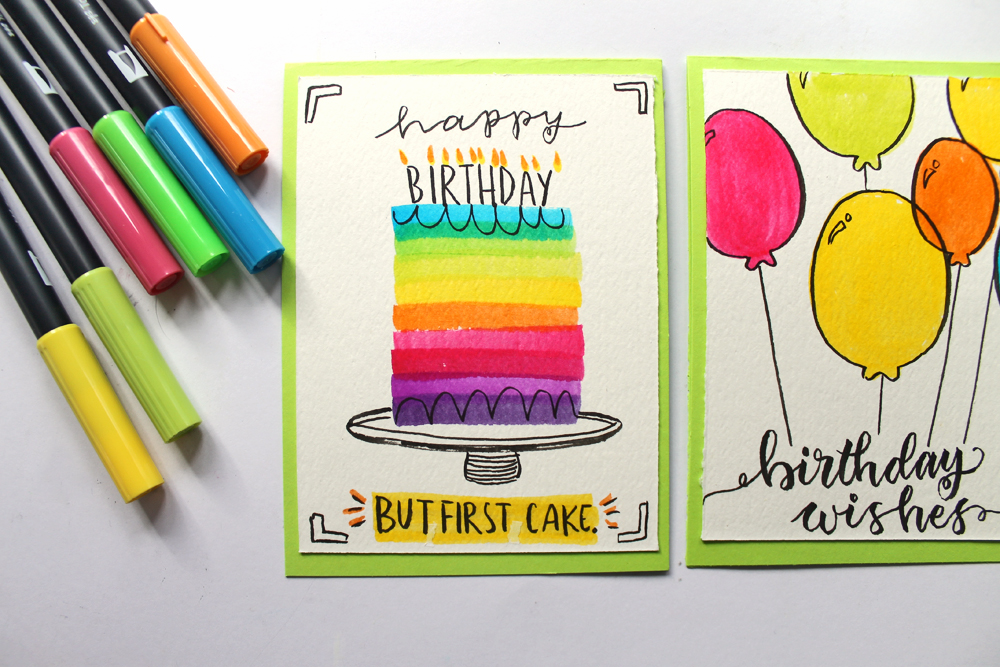 3 Birthday Cards that are SO easy you can make one in under 5 minutes! Tutorial by @studiokatie and @tombowusa