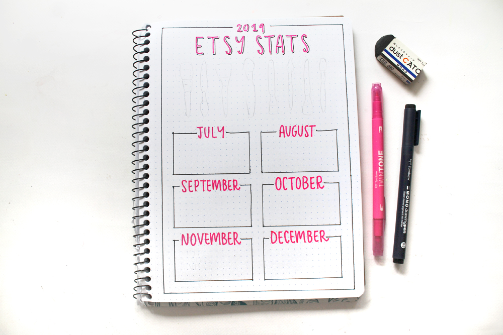 Create an easy Stats Tracker for your handmade online business in your task journal using this tutorial by @studiokatie with @tombowusa TwinTone Markers and Decomposition Book.