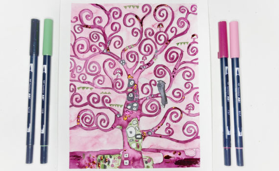 http://blog.tombowusa.com/wp-content/uploads/files/Katie_Tombow-Gustav-Klimt-DIY-Tree-of-Life-Watercolor-Painting-10-570x350.jpg