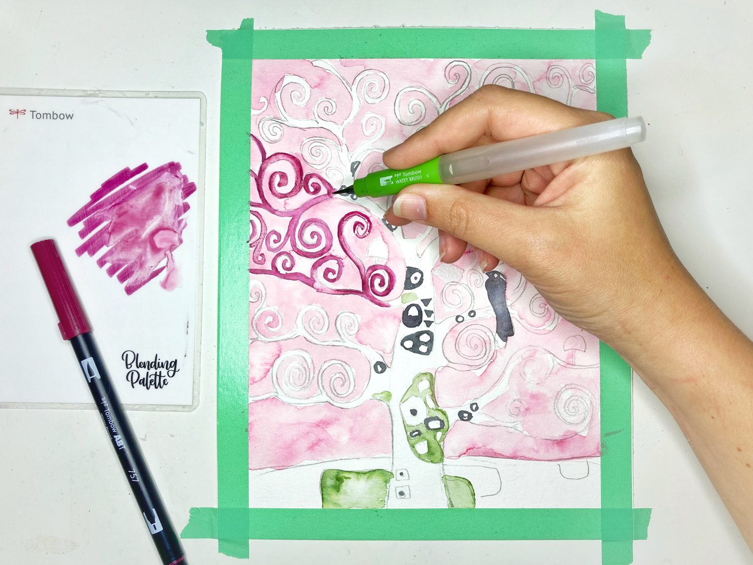 Learn how to Paint a DIY Tree of Life Watercolor Painting inspired by Gustav Klimt using this tutorial by Katie Smith on the Tombow USA Blog!