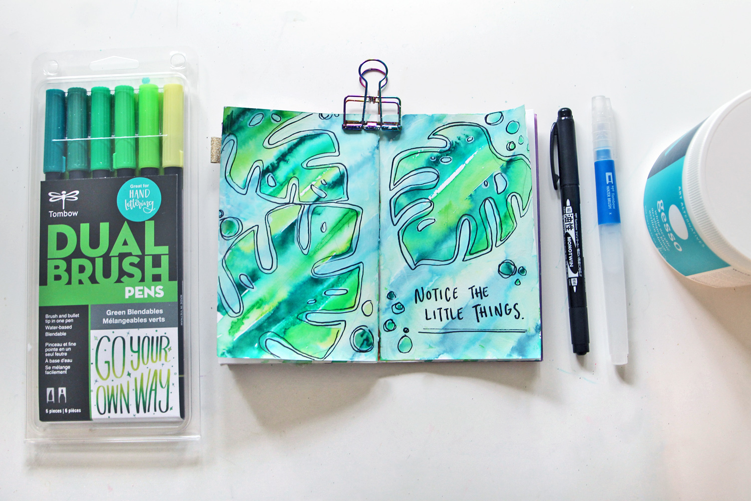 Tombow Dual Brush Pen Art Markers, Green Blendables, 6-Pack