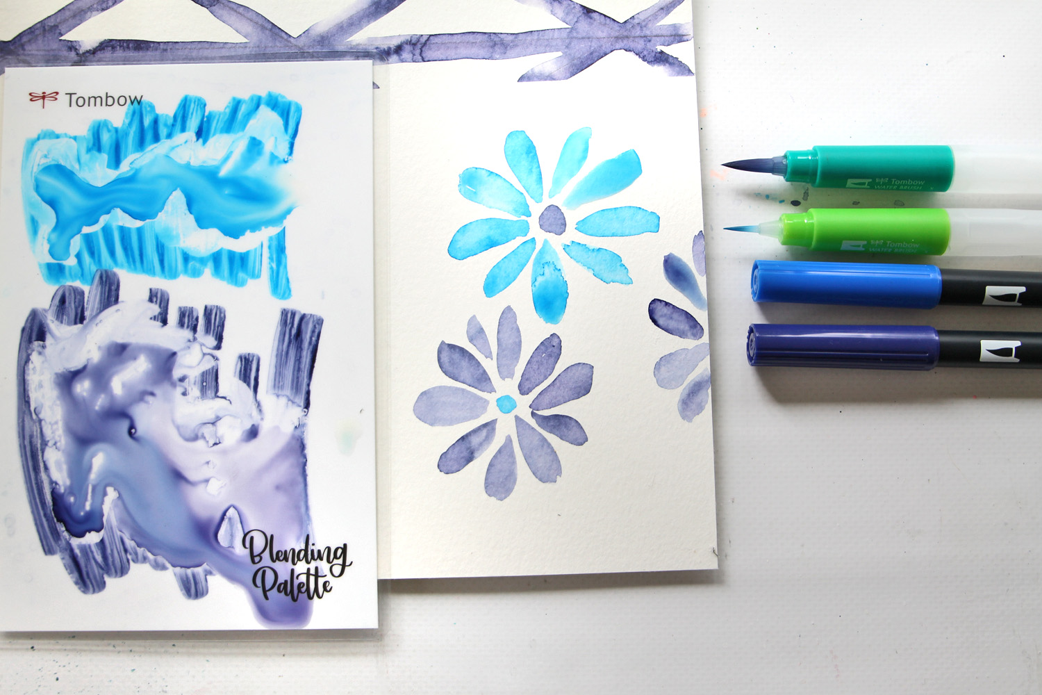 Learn 3 ways to paint Watercolor Shibori Designs using @tombowusa Dual Brush Pens, following this tutorial by @studiokatie #tombowusa #tombow #pantoneclassicblue