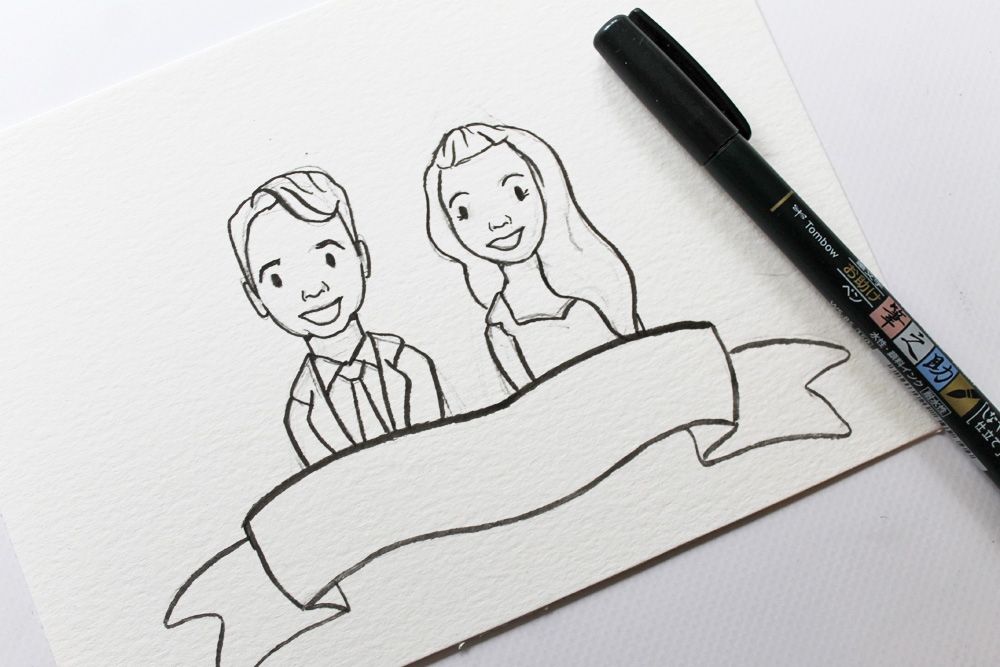 Learn how to illustrate a custom couple portrait as a wedding gift! Tutorial by @studiokatie for @TombowUSA