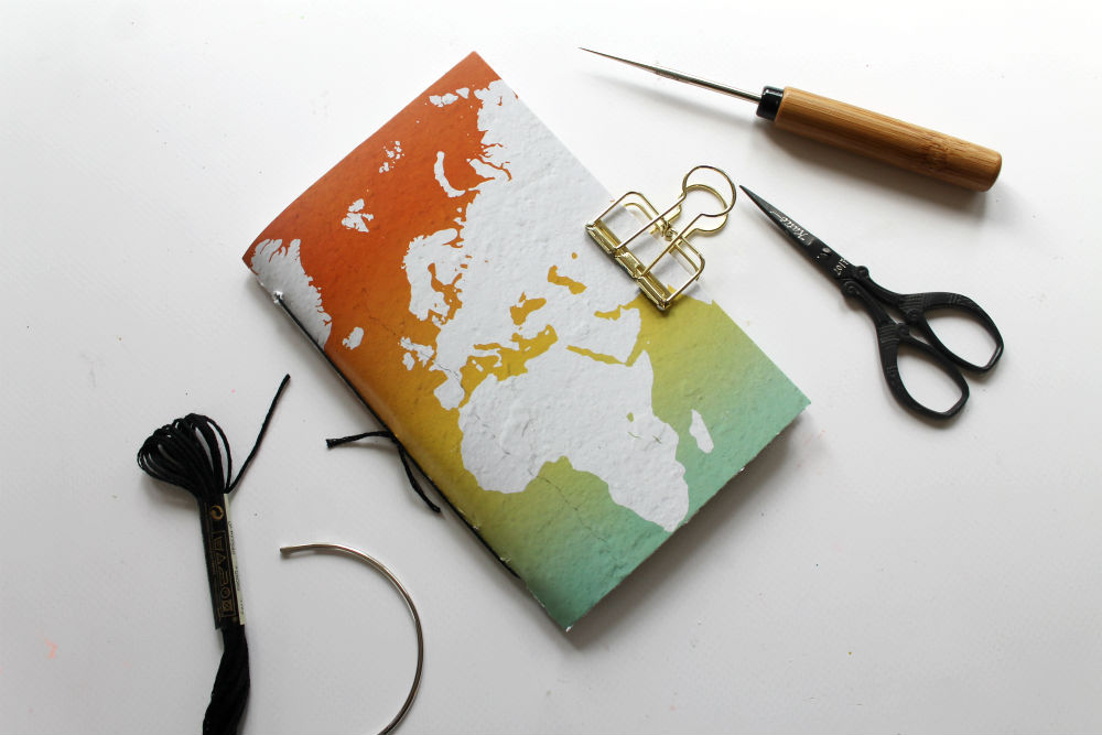 DIY Travel Journal Kit- How to bind a journal and put together a kti using supplies from @tombowusa and a tutorial from @studiokatie