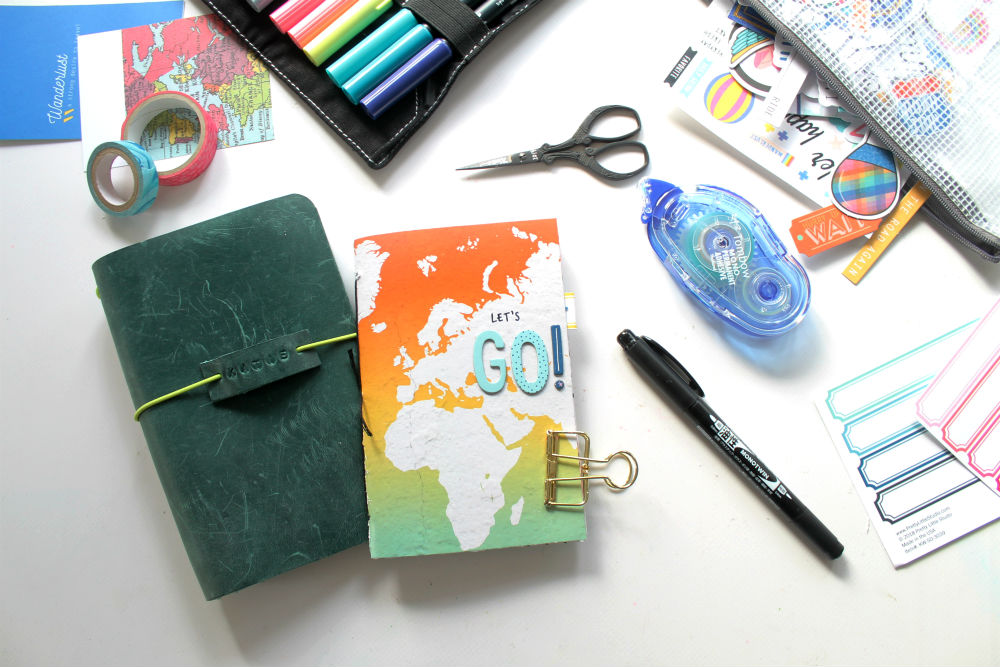 DIY Travel Journal Kit- How to bind a journal and put together a kit using supplies from @tombowusa and a tutorial from @studiokatie