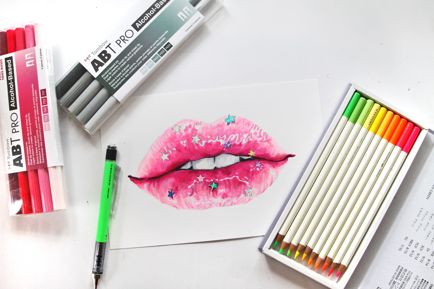 How to Color Lips for Galentine's Day Cards using @tombowusa ABT PRO Alcohol-Based Markers. tutorial by @studiokatie