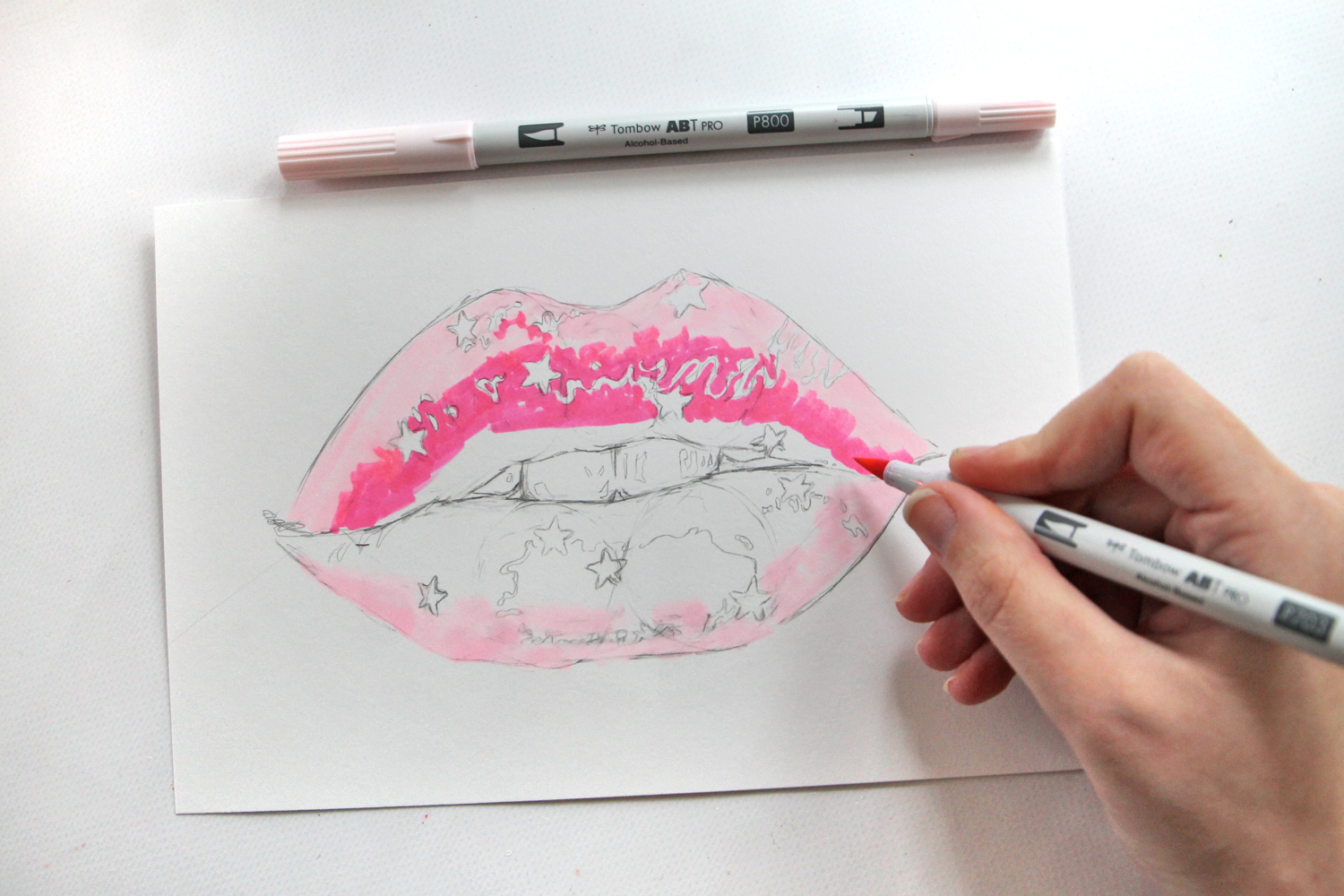 How to Color Lips for Galentine's Day Cards